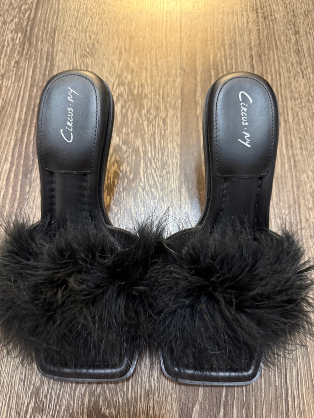 Circus by Sam Edelman Black Faux Fur Slide Mules